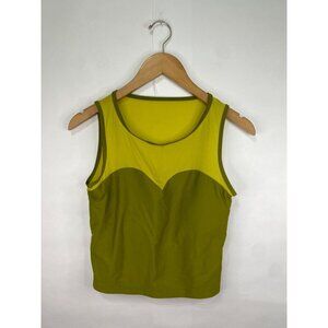 Kortni Jeane High Rise Mesh Swim Top Dark Olive Green Medium EUC